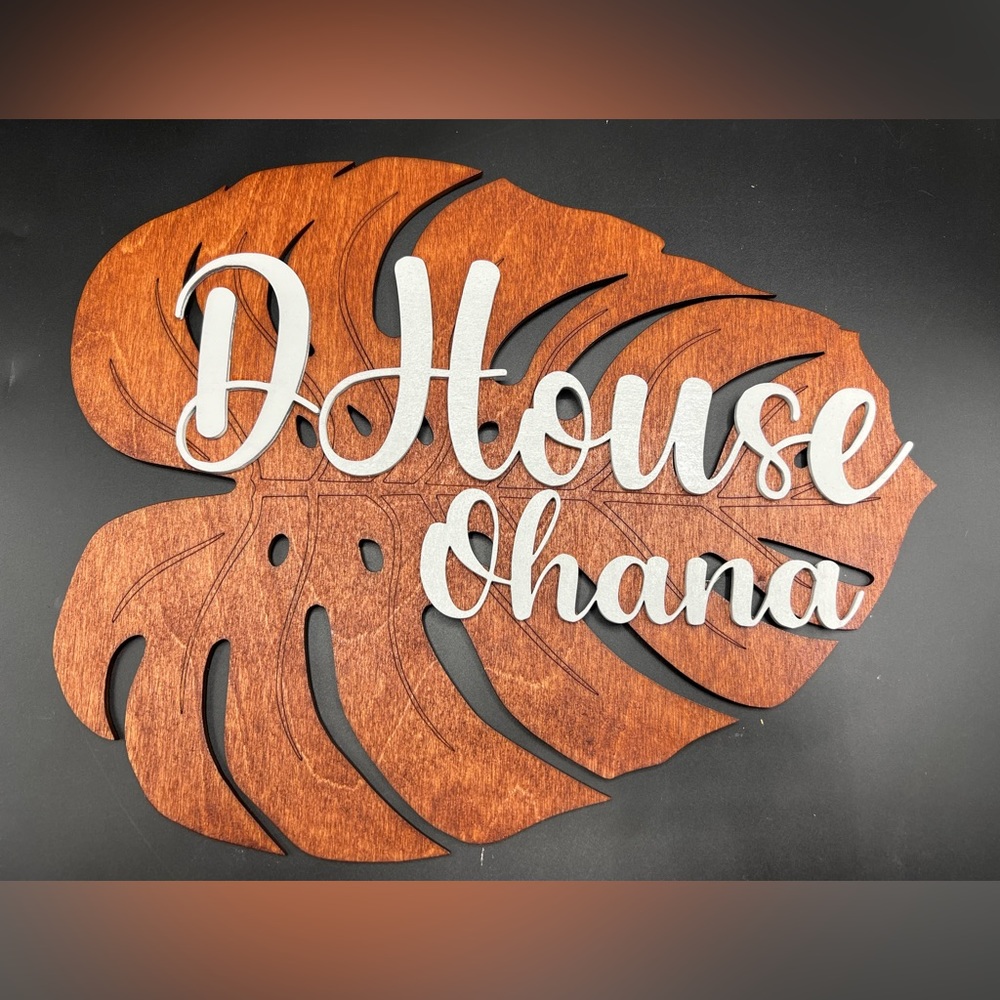 CUSTOM OHANA MONSTERA WOOD PLAQUE